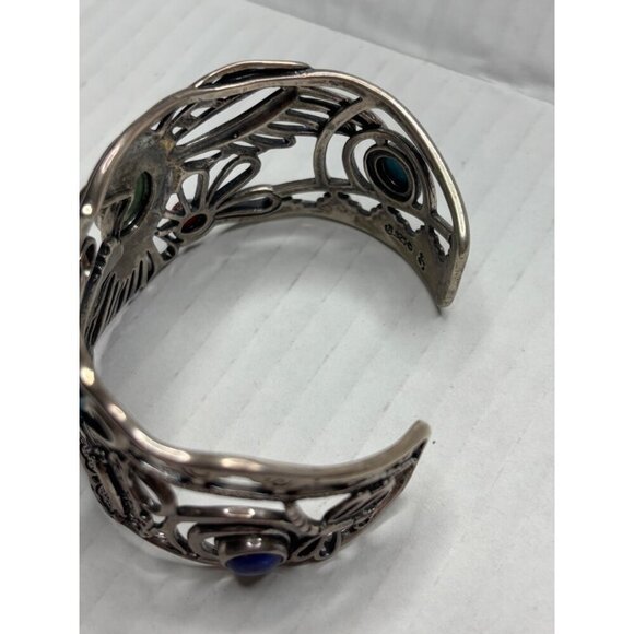 FRITZ CASUSE X CAROLYN POLLACK Vintage Multi Stone Sterling Silver Cuff Bracelet - Picture 9 of 14